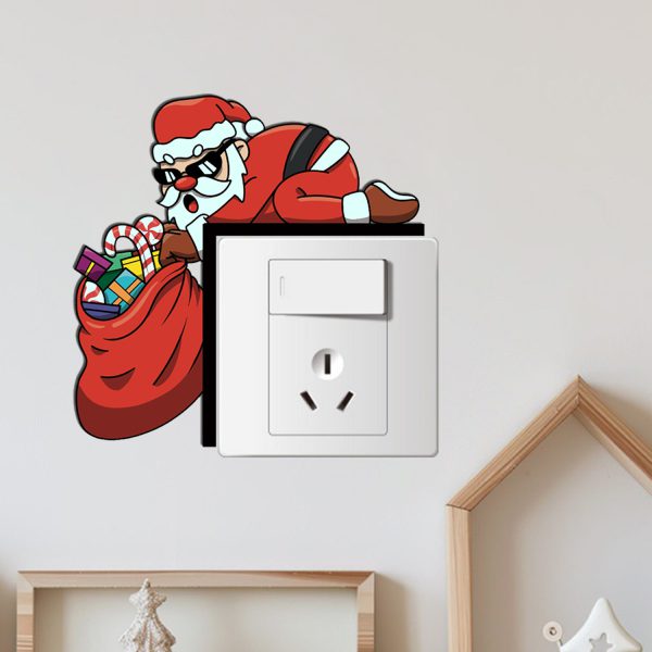 Fashionable Santa Claus switch stickers for home room socket decoration wall stickers