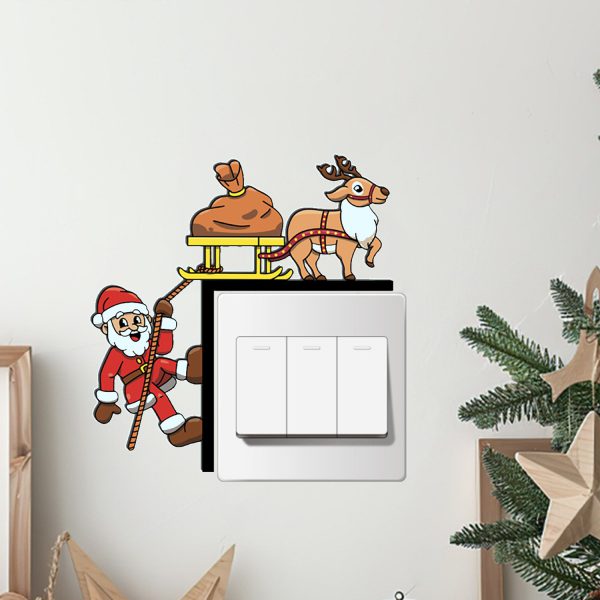 Christmas Santa Claus Elk Switch Stickers Decoration Beautify Socket Wall Stickers - Image 4