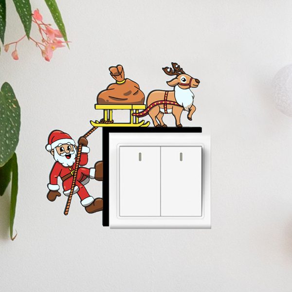 Christmas Santa Claus Elk Switch Stickers Decoration Beautify Socket Wall Stickers